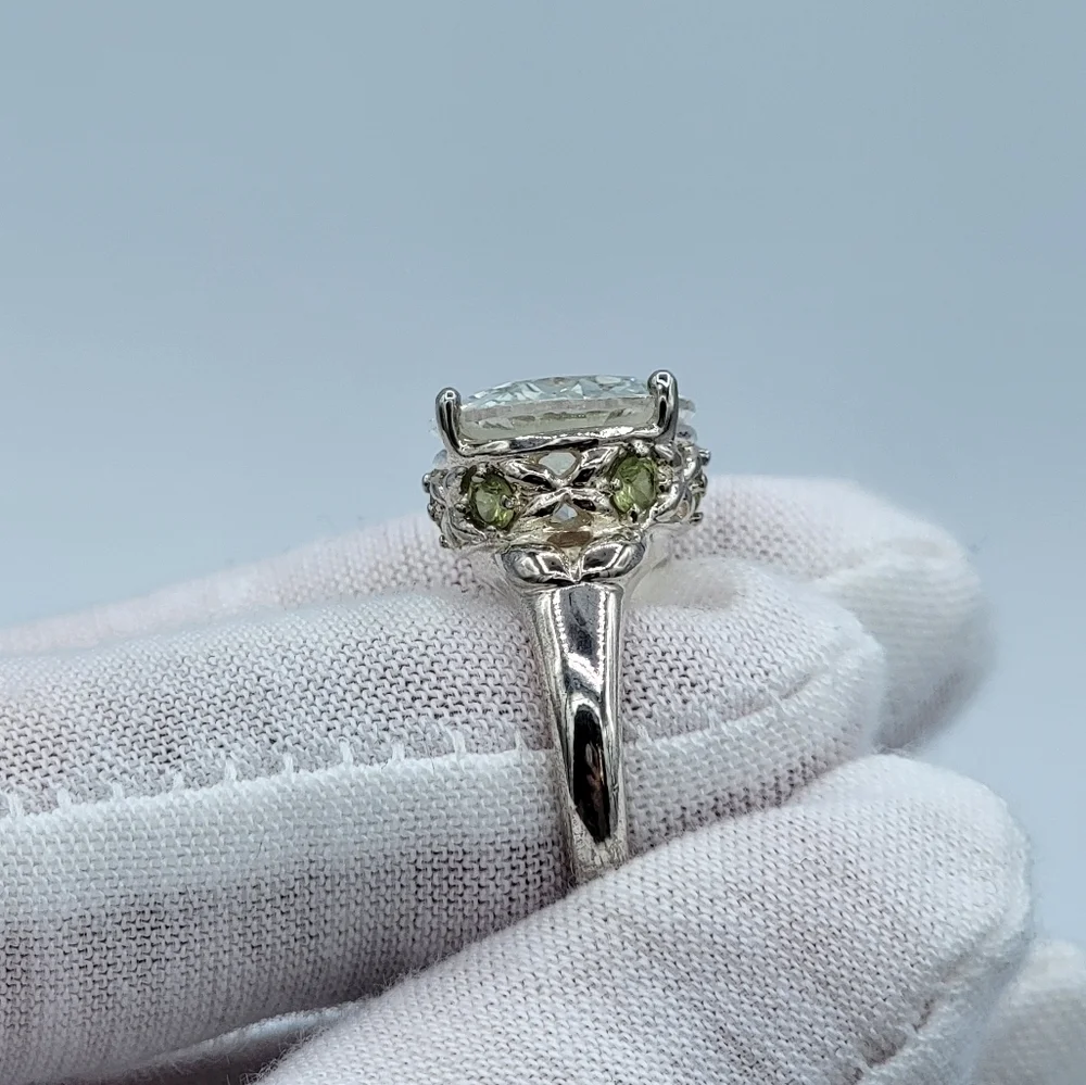 Silver 925 Ring With Green Stones #2351 - Picture 12 of 15